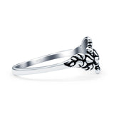 Leaves Oxidized Band Solid 925 Sterling Silver Thumb Ring (8mm)