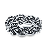 Infinity Crisscross Weave Oxidized Band Solid 925 Sterling Silver Thumb Ring (8mm)