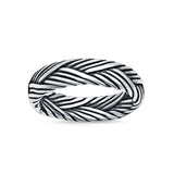 Fan Braided Oxidized Band Solid 925 Sterling Silver Thumb Ring (6mm)