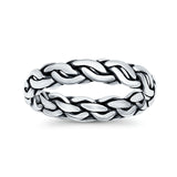 Puzzle Braided Oxidized Band Solid 925 Sterling Silver Thumb Ring (5mm)