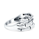 Bamboo Oxidized Band Solid 925 Sterling Silver Thumb Ring (7.7mm)