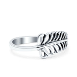Leaf Oxidized Band Solid 925 Sterling Silver Thumb Ring (8.1mm)