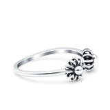 Flowers Oxidized Band Solid 925 Sterling Silver Thumb Ring (6mm)