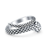Snake Oxidized Band Solid 925 Sterling Silver Thumb Ring (12mm)