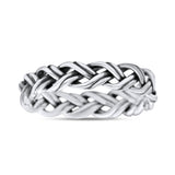 Attractive Braided Hand-Woven Celtic Knot Twisted Oxidized Band Thumb Ring