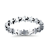 Stars Oxidized Band Solid 925 Sterling Silver Thumb Ring (4mm)