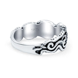Octopus Oxidized Band Solid 925 Sterling Silver Thumb Ring (7mm)