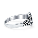 Moon & Star Oxidized Band Solid 925 Sterling Silver Thumb Ring (11mm)