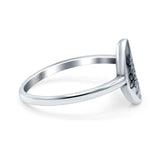 Flowers Band Oxidized Solid 925 Sterling Silver Ring (11mm)