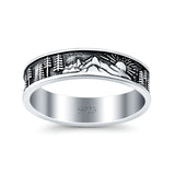 Nature Oxidized Band Solid 925 Sterling Silver Thumb Ring (5mm)