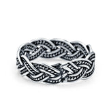 Bali Braid Oxidized Band Solid 925 Sterling Silver Thumb Ring (6mm)