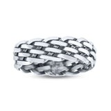 Braided Rounded Weave Knot Innovative Oxidized Band Thumb Ring