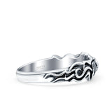 Octopus Oxidized Band Solid 925 Sterling Silver Thumb Ring (6mm)