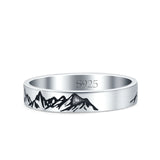 Mountain Oxidized Band Solid 925 Sterling Silver Thumb Ring (3.5mm)