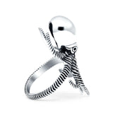 Octopus Oxidized Band Solid 925 Sterling Silver Thumb Ring (30mm)