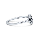 Feather Or Leaf New Design Dotted Oxidized Trending Ring Band Solid 925 Sterling Silver Thumb Ring (7.4mm)
