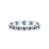 Stackable Attractive Eternity Rounded Oxidized Stars Engraved Promise Band Thumb Ring