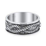Attractive Oxidized Snakes Carved Rounded Engraved Designer Fashion Band Thumb Ring