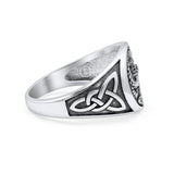 Celtic Snakes Triquetra Knot Artisan Oxidized Finish Statement Band Thumb Ring