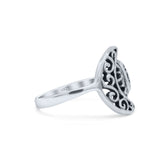 Filigree Crescent Moon And Sun With Oxidized Modern Design Band Thumb Ring