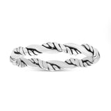 Braided Half Eternity Twisted Rope Dainty Double Band Oxidized Ring