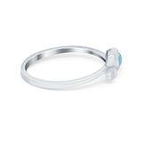 Petite Butterfly Thumb Ring Band Round Simulated Larimar CZ 925 Sterling Silver