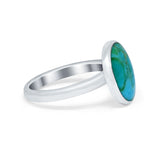 Solitaire Oval Simulated Turquoise CZ Ring Round 925 Sterling Silver