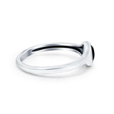 Petite Dainty Round Promise Ring Solid Oxidized Simulated Black Onyx 925 Sterling Silver