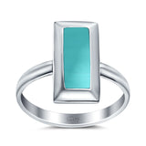Radiant Cut Solitaire Thumb Ring 925 Sterling Silver Simulated Turquoise 16mm