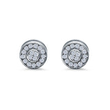 Round Design Simulated Cubic Zirconia Stud Earrings Screw Back 925 Sterling Silver 6mm