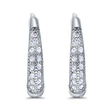 Eternity Huggie Hoop Earrings Channel Round Simulated Cubic Zirconia 925 Sterling Silver (14mm)