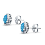 Halo Cushion Bridal Engagement Earrings Lab Created Blue Opal 925 Sterling Silver