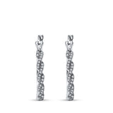Infinity Twisted Design Simulated Cubic Zirconia Round Hoop Earrings 925 Sterling Silver(3MMX22MM)