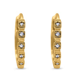 14K Yellow Gold .07ct Diamond Hoop Huggie Earrings