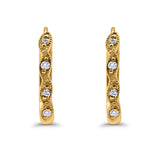 .09ct 14K Yellow Gold Diamond Hoop Huggie Earrings