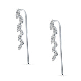 Marquise Shaped Leaf Style Fish Hook Threader Earrings Cubic Zirconia 925 Sterling Silver Wholesale