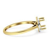 14K Yellow Gold 0.07ct Halo Round 10mm G SI Semi Mount Diamond Engagement Wedding Ring - Wholesale