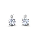 Stud Earrings Wedding Round Simulated Cubic Zirconia 925 Sterling Silver (9mm)