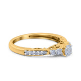 14K Yellow Gold 0.49ct Vintage Round 3mm G SI Diamond Engagement Band Wedding Ring Size 6.5