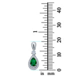 Halo Teardrop Pendant Simulated Green Emerald CZ 925 Sterling Silver (26mm)