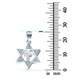 Star of David Larimar CZ with Cross 925 Sterling Silver Charm Pendant