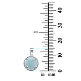 Round Simulated Larimar CZ 925 Sterling Silver Charm Pendant