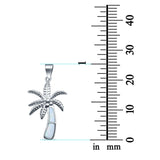 Lab Created White Opal Palm Tree 925 Sterling Silver Charm Pendant