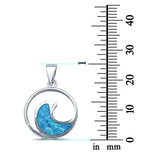 Lab Created Blue Opal Ocean Wave 925 Sterling Silver Charm Pendant