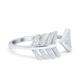 Petite Dainty Sideways Arrow Ring Round Simulated Cubic Zirconia 925 Sterling Silver