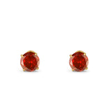 14k Yellow Gold Round Solitaire Stud Earrings with Screw Back Simulated Garnet Cubic Zirconia