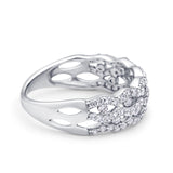 Half Eternity Wedding Ring Round Simulated Cubic Zirconia 925 Sterling Silver