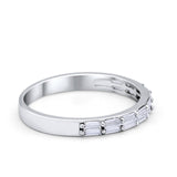 Half Eternity Wedding Band Ring Baguette Round CZ 925 Sterling Silver