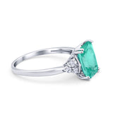 Art Deco Emerald Cut Wedding Ring Simulated Paraiba Tourmaline CZ 925 Sterling Silver