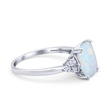 Art Deco Emerald Cut Wedding Ring Lab Created White Opal 925 Sterling Silver